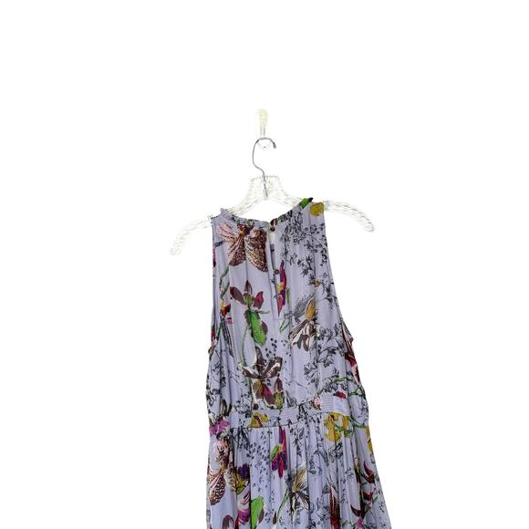 Anthropologie Purple Floral Sleeveless Flowy Ruffle Hermia Midi Dress Size 10 - Picture 9 of 13